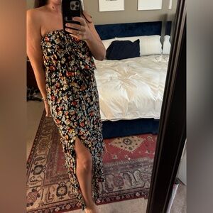 Skylar + Madison Strapless Floral Black Maxi Skirt